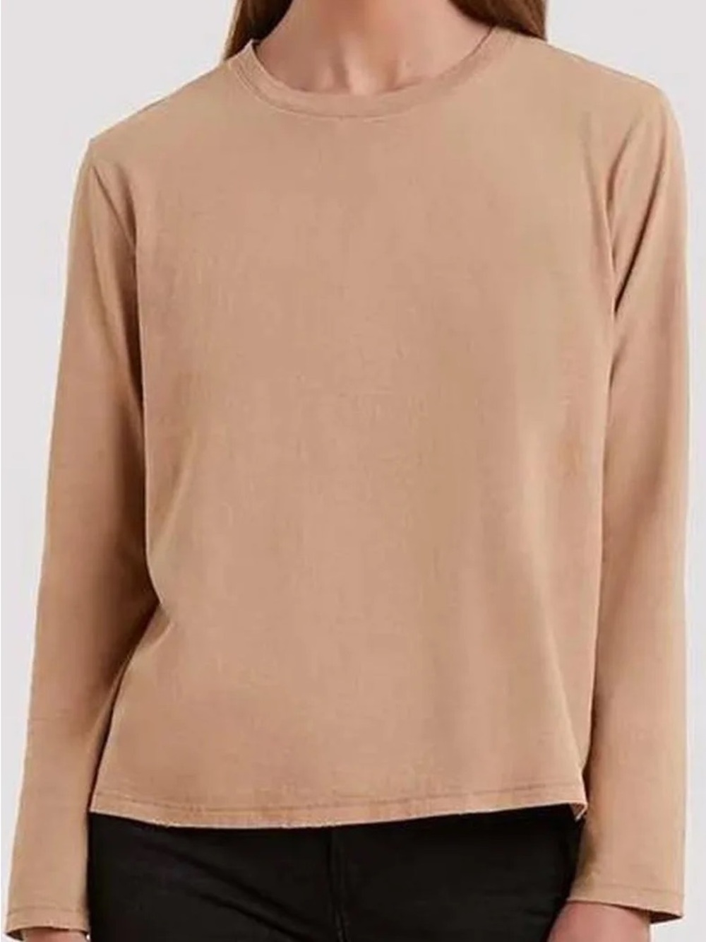 nuuds Women's Long Sleeve Crewneck Tee in Beige